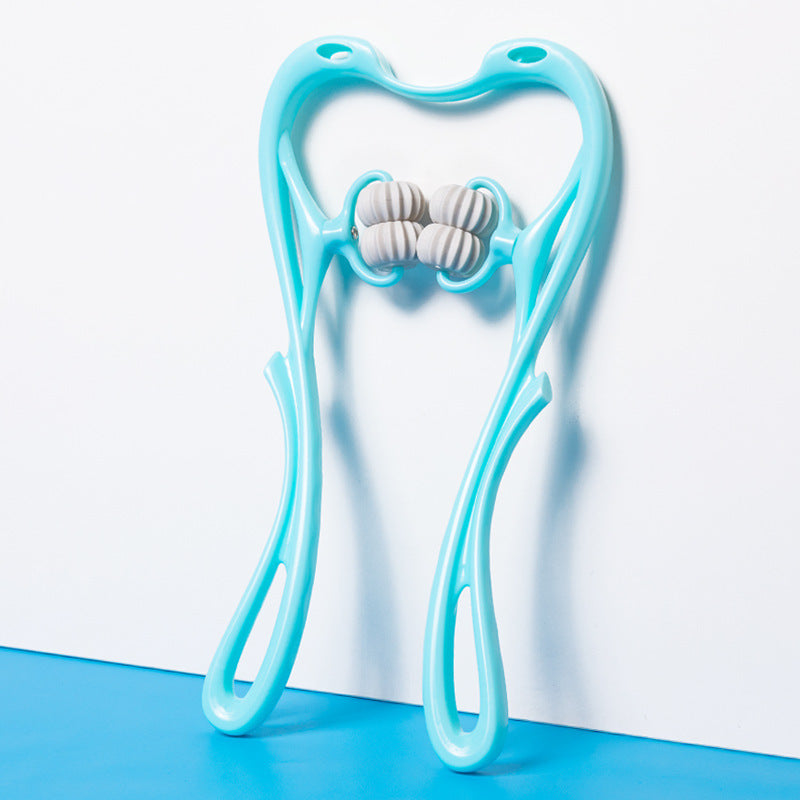 6-Roller Cervical Neck Massager with Natural Jade Scraping Board