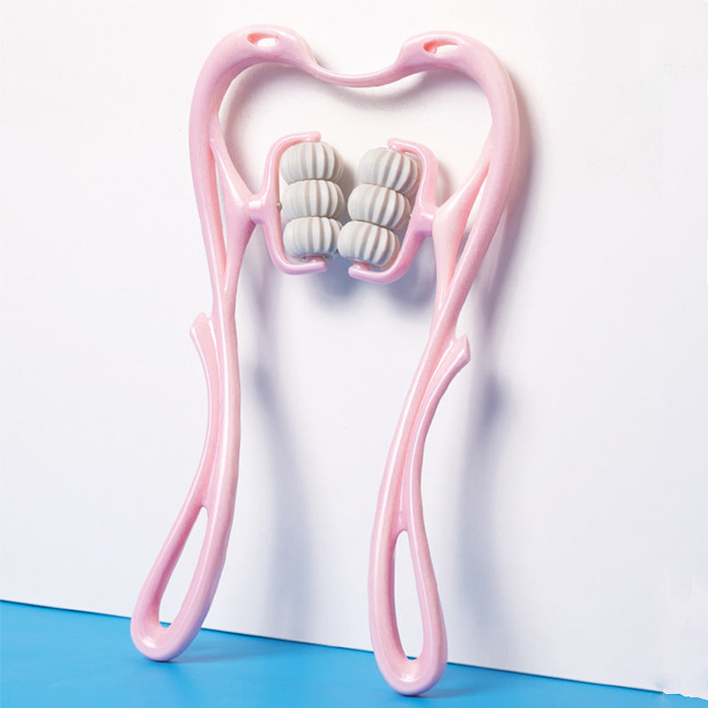 6-Roller Cervical Neck Massager with Natural Jade Scraping Board